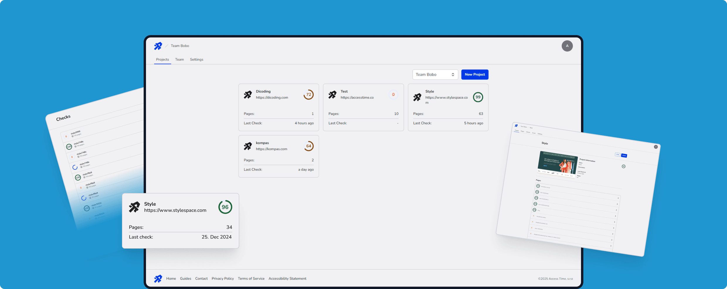 Screenshot of the website accessibility scanning dashboard