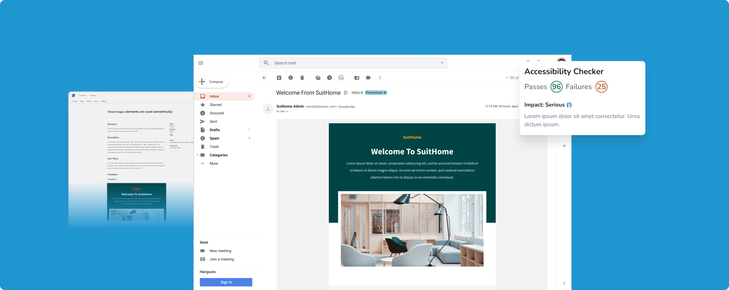 Screenshot of the email with accessibility insights