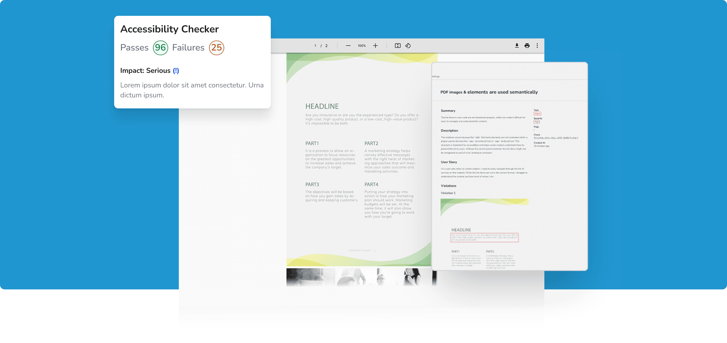 Screenshot of the PDF with accessibility insights